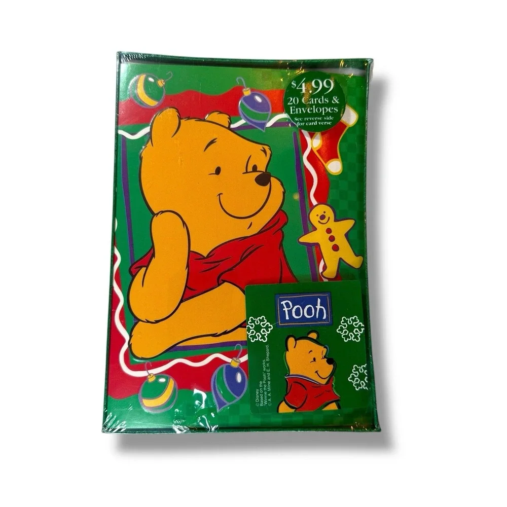 Vintage 1999 Winnie the Pooh Gingerbread 20 Christmas Cards & Envelopes Unopened